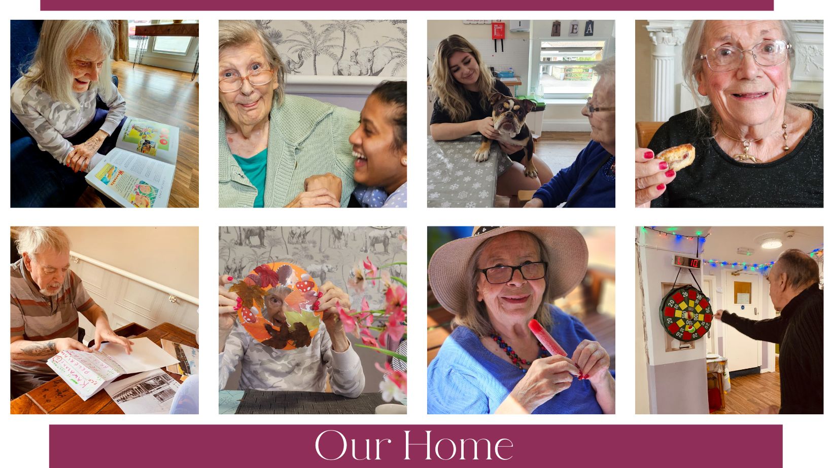 eight different images of elderly people doing different activities